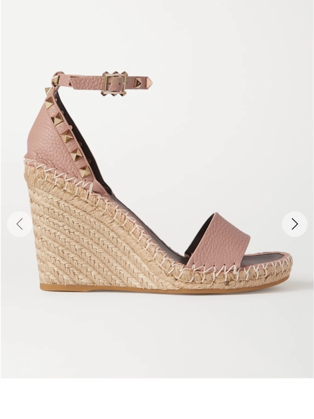 Valentino Garavani Rockstud 105 textured leather espadrille wedge sandal